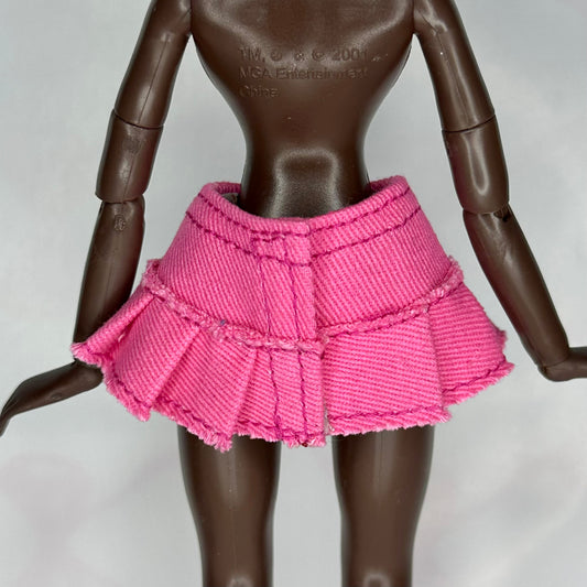 Pleaded denim mini skirt