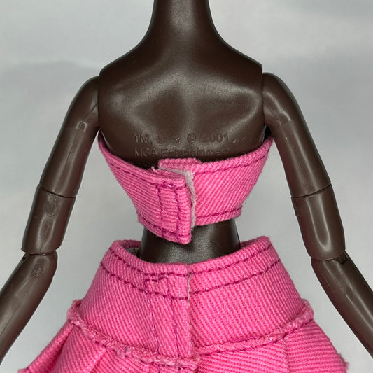 Pink denim corset top