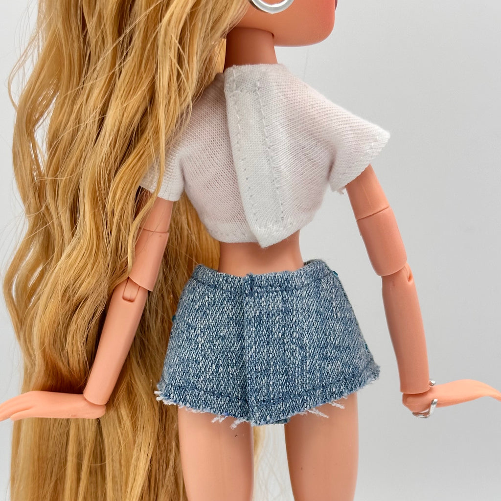 Rhinestone denim mini skirt