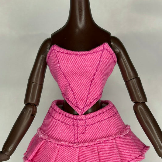 Pink denim corset top